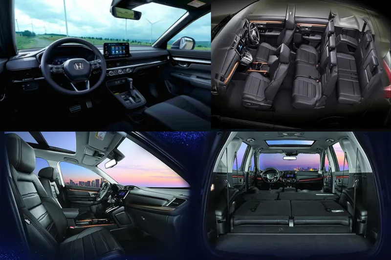 Nội thất rộng rãi với màn hình trung tâm và cấu hình 5+2 của xe ô tô Honda CRV 7 chỗ
