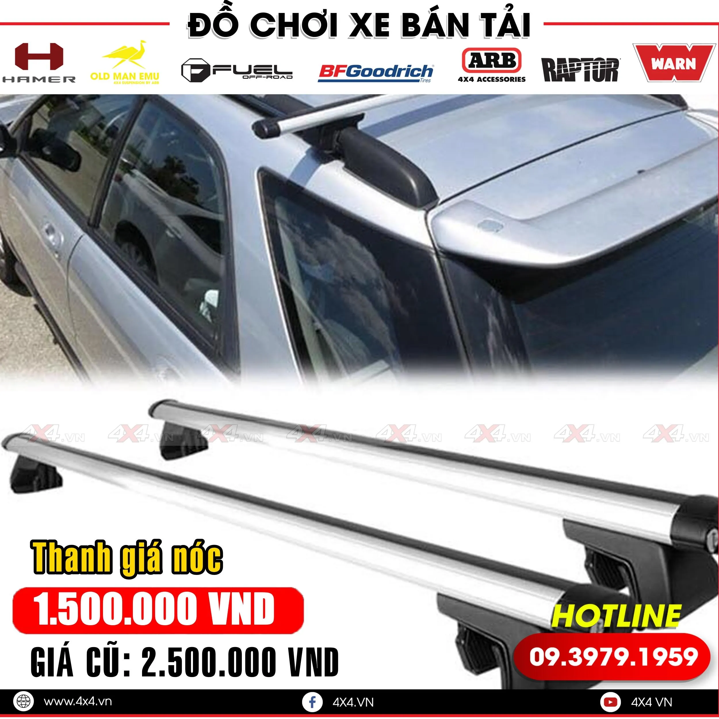 Thanh giá nóc kẹp dành cho xe bán tải Ford Ranger