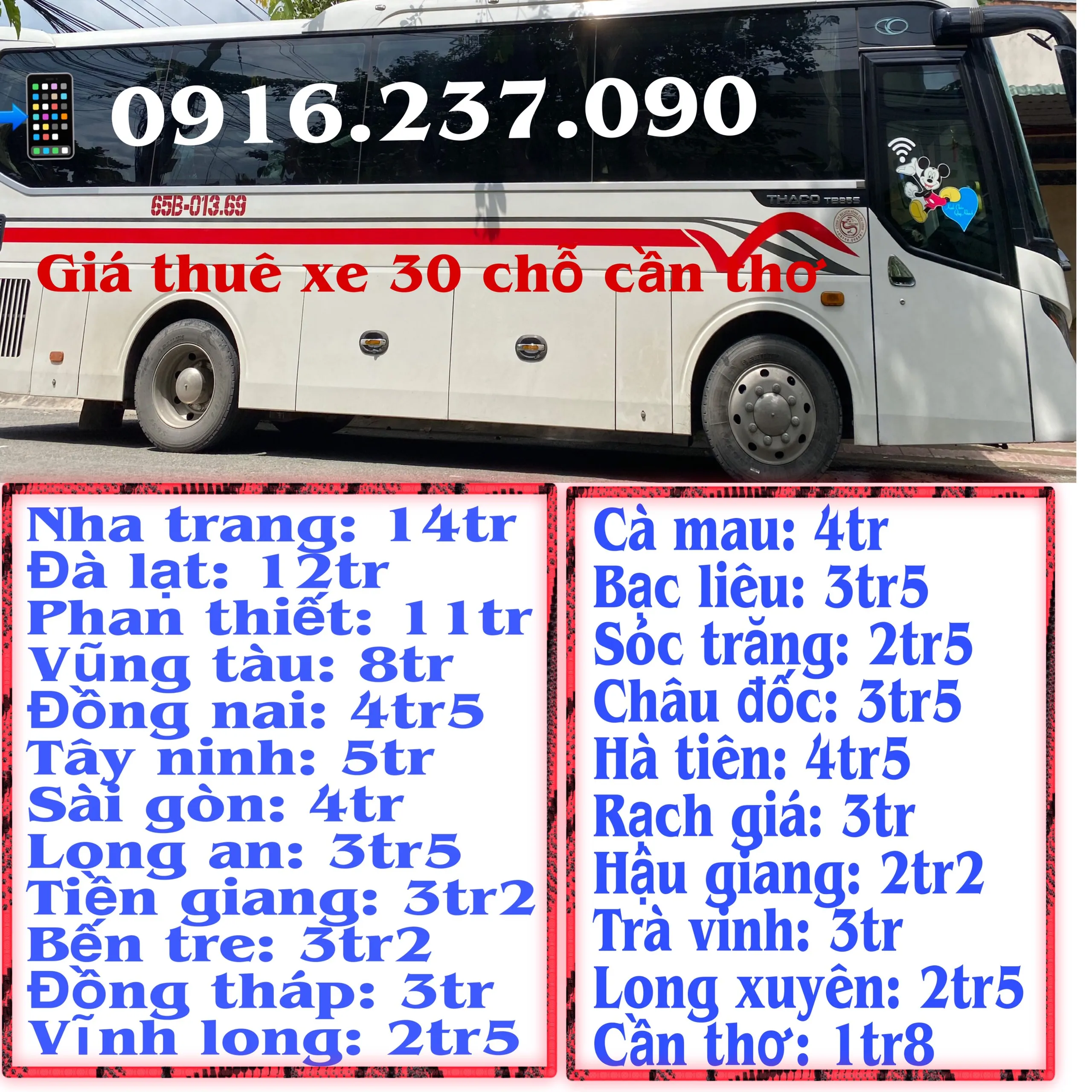 Nội thất rộng rãi và tiện nghi của xe ô tô 30 chỗ phục vụ cho thuê tại Cần Thơ