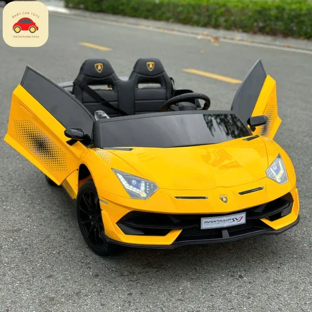 Xe điện cho trẻ em Lamborghini 2 chỗ ngồi bánh cao su